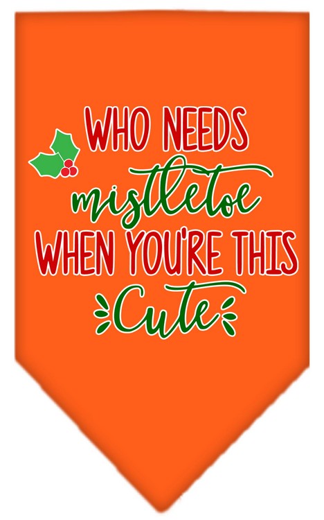 Who Needs Mistletoe Screen Print Bandana Orange Small